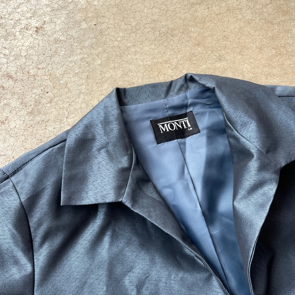 Vintage MONTI Women’s Jacket Metallic Blue Size 14 - Picture 2 of 2